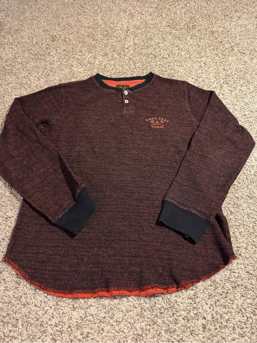 Dark Seas Brown Marled Henley Top- Men’s M